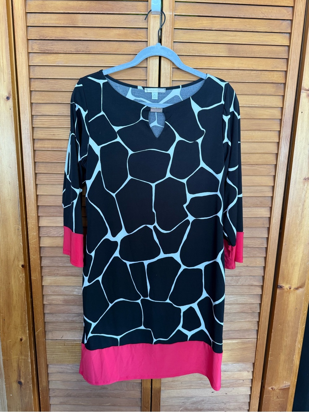 Dress Barn Giraffe Print Dress with Pink Trim